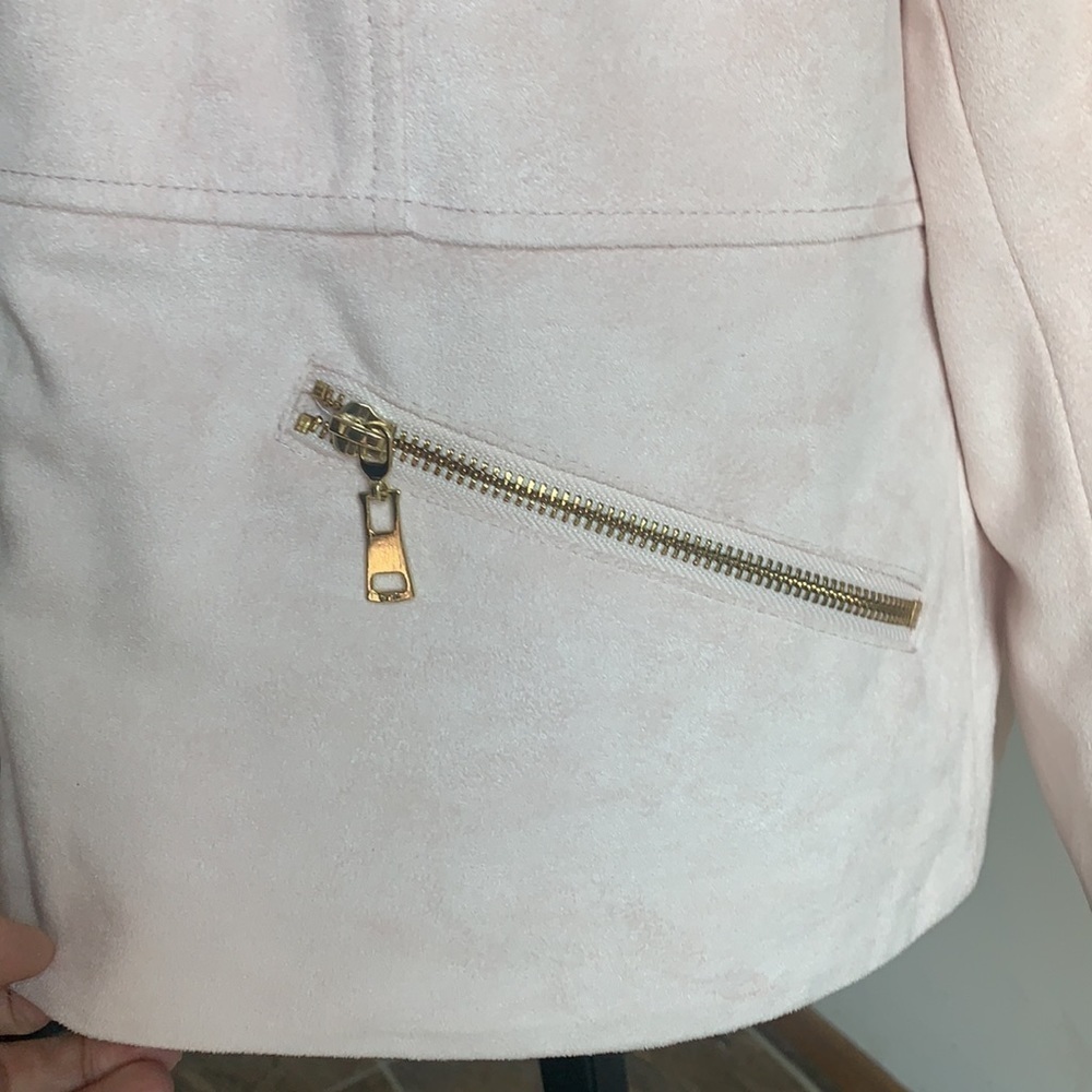 Christopher & Banks Moto Jacket Faux Suede Pale Pink XL - Picture 6 of 13